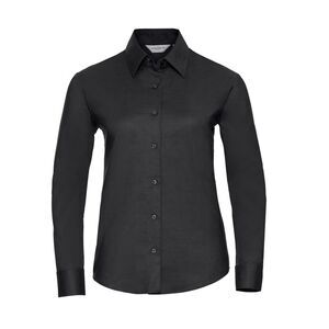 Russell Collection Womens/Ladies Oxford Long-Sleeved Shirt / Black